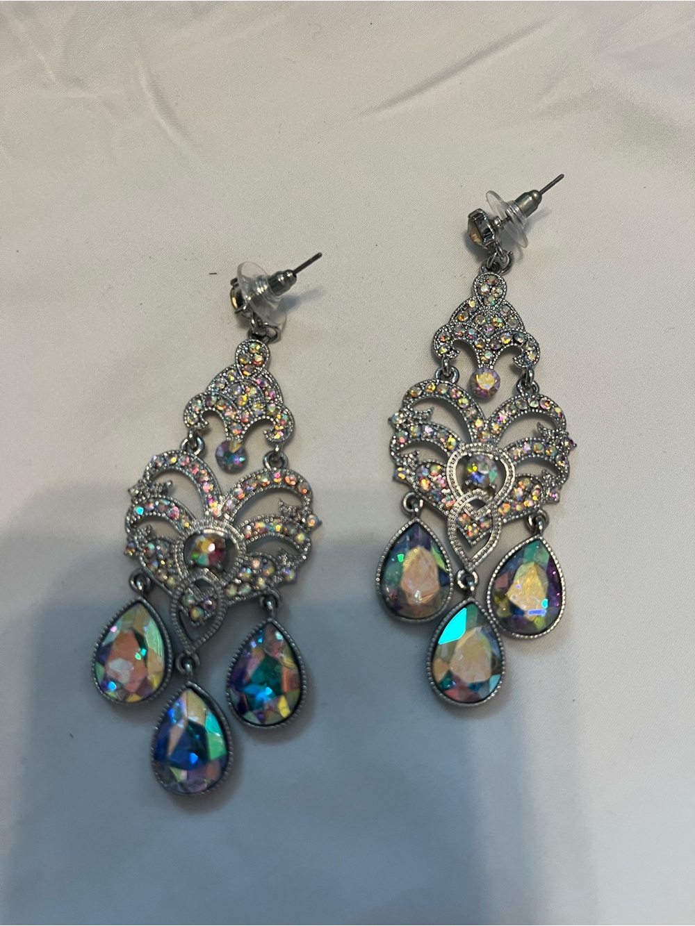 Aurora Crystal Teardrop Chandelier Earrings - Women Jewelry